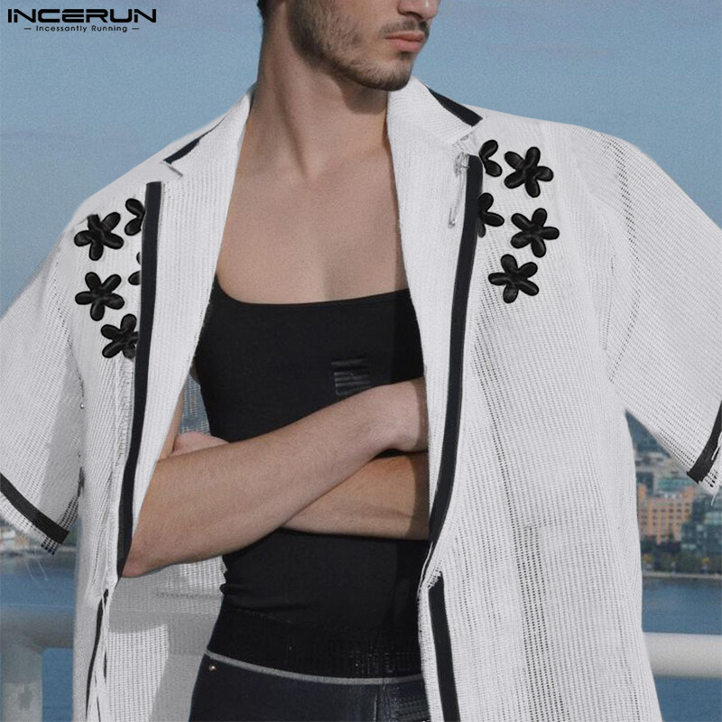 Incerun áo khoác hoa tay ngắn cho nam áo khoác cardigan đi biển hippy áo khoác