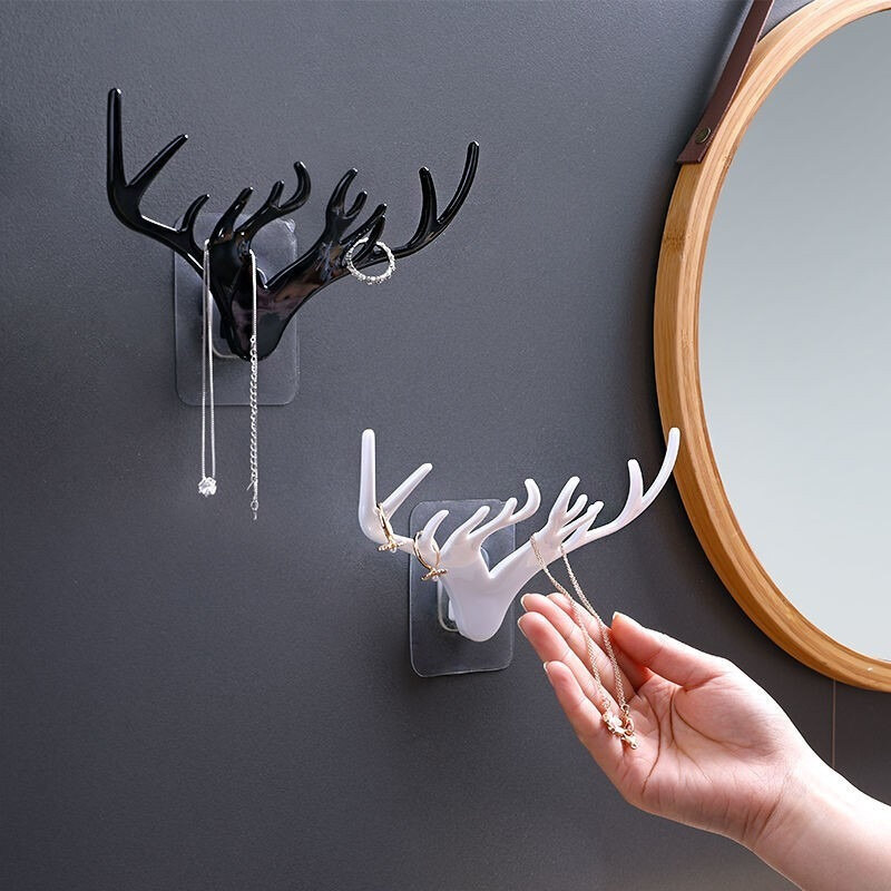 Móc Treo Tường Giáng Sinh Giá Treo Áo Choàng Treo Tường Hình Hươu Cổ Điển Để Treo Quần Áo Mũ Khăn Quàng Cổ Móc Treo Sừng Hươu Trang Trí Tường