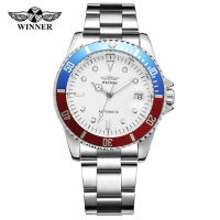 WINNER Watch Fashion Sports Clock Black Display Luminous Hand Silver Steel Corgeut Mens Automatic Watch. Mens Gift