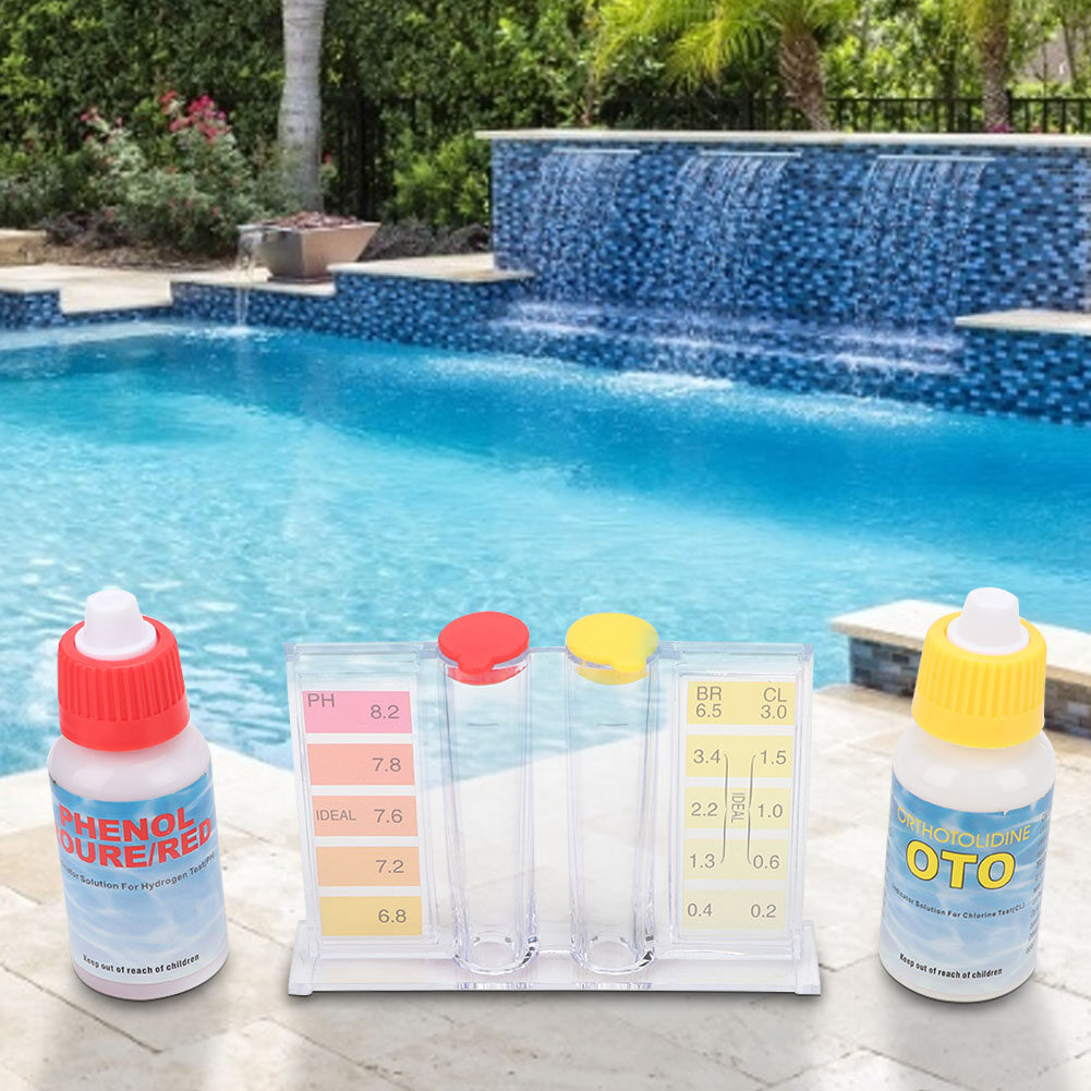 Hồ bơi PH Bộ test PH Clo thử nghiệm Kit kiểm tra chất lượng nước hộp phụ kiện cho hồ bơi PH Hộp thử nghiệm