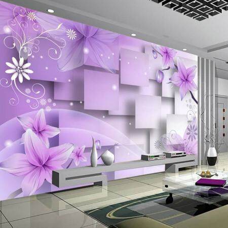 Modern Minimalist Purple Flowers 3D Wallpaper by 