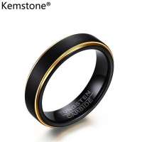 Nhẫn nam mạ bạc vàng đen 5mm thời trang kemstone Nhẫn Vonfram cỡ 6 đến 12