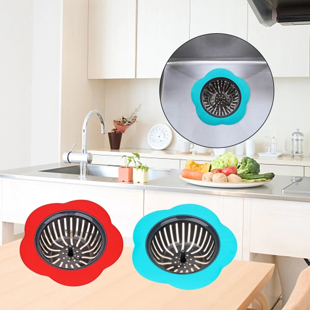 Flower-shaped plastic kitchen sink filter, shower sink drain pipe filter cover, kitchen accessories
