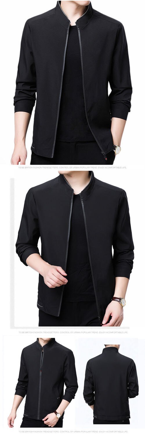 American Apple] Jacket men's lapel middle-aged and elderly spring and autumn thin jacket winter plus velvet leisure plus size dad outfit