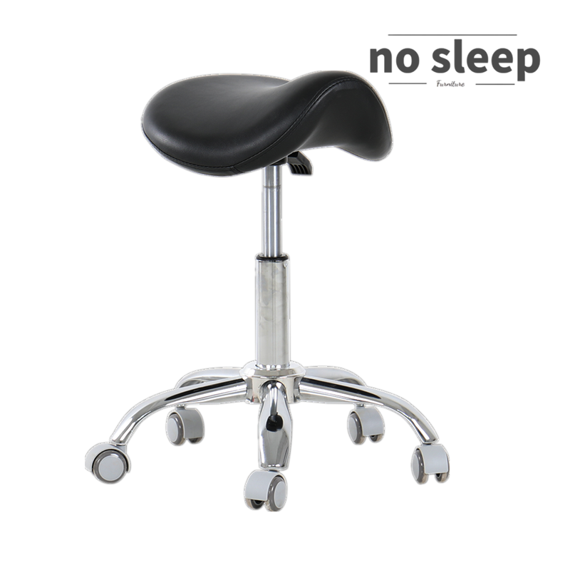 Ergonomics Rolling Saddle Stool PU Leather Swivel Adjustable Rolling