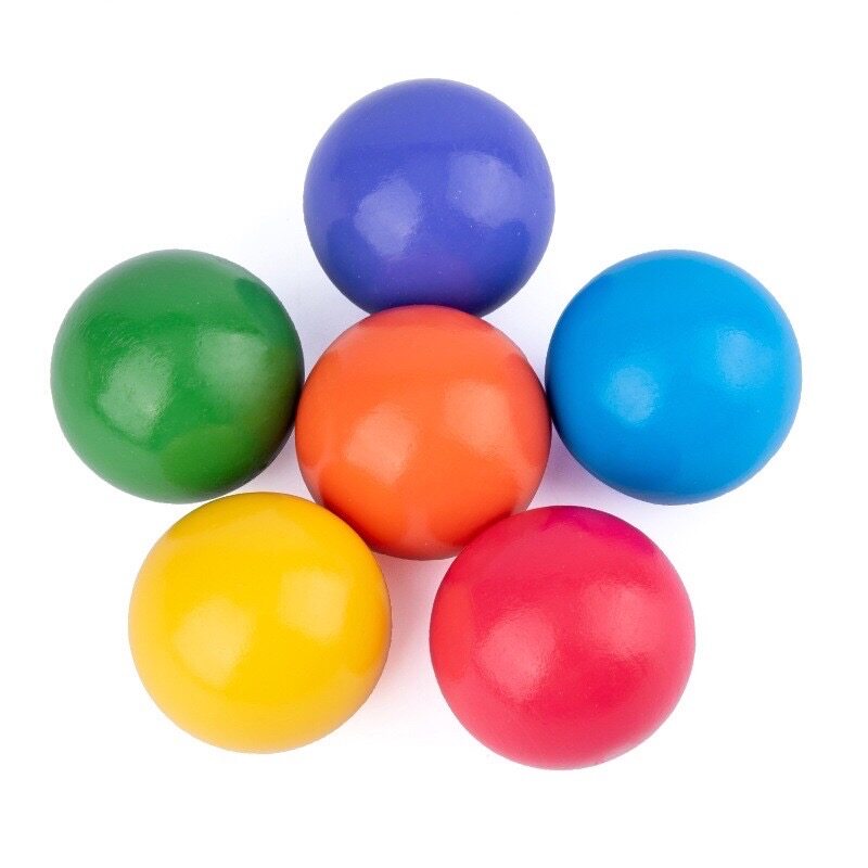 6 Colors Wooden Rainbow Balls Run Track Blocks Educational Toy for Boys Girl 