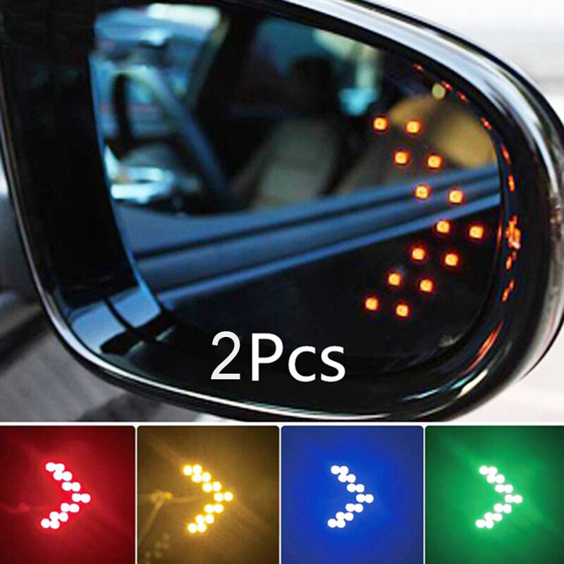 Anyike 1 Pair 14SMD Car Rearview Mirror Hidden Turn Signals Led Flashing Light Dynamic Side Marker Blinker Arrow Panels Indicator For 12V Cars Trucks Motorcycles Scooters