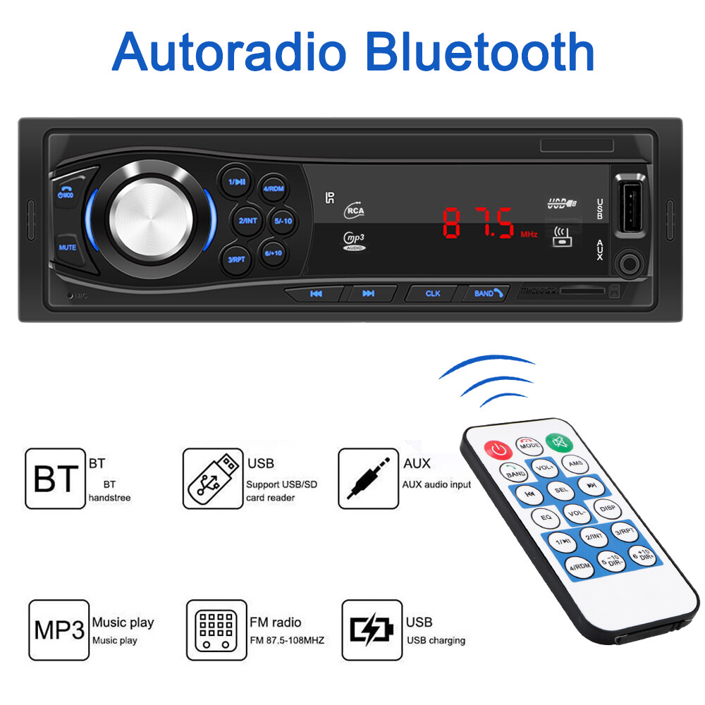 Máy nghe nhạc mp3 âm thanh nổi fm cho ô tô, máy nghe nhạc mp3 usb/sd/aux-in điều khiển 12v bluetooth 1din-intl