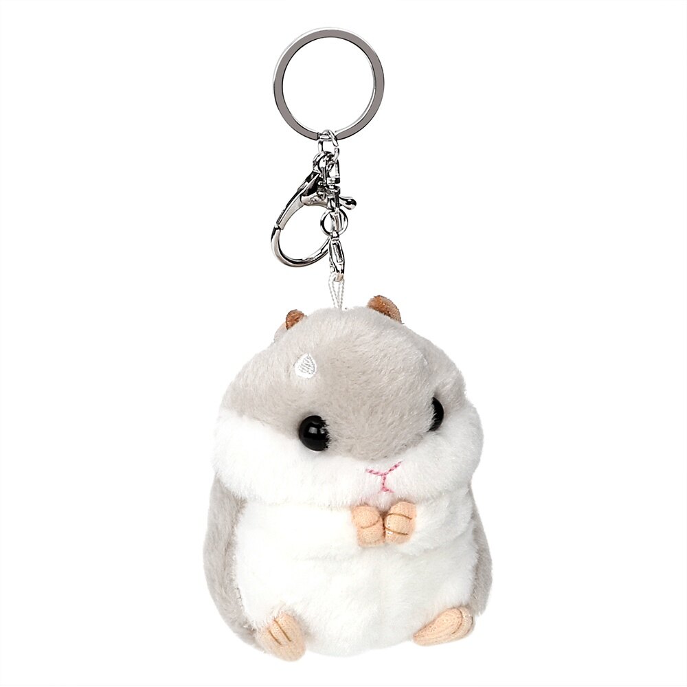 Móc khóa mặt hình búp bê động vật chuột hamster vải nhung lông đáng yêu dễ thương, phụ kiện nội thất ô tô-INTL