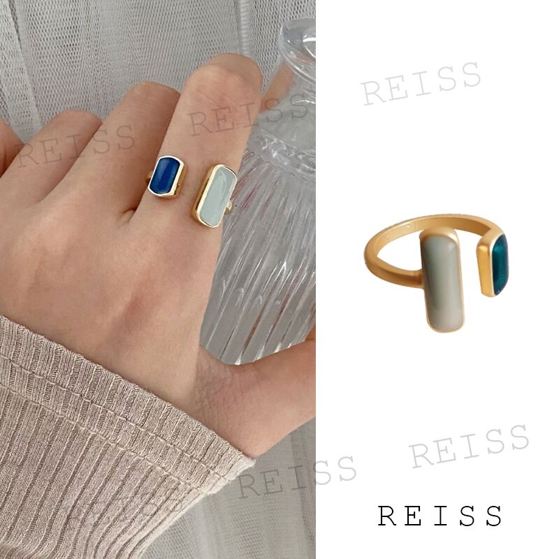 Raiss nhẫn retro nhẫn ngón trỏ hở hình học thời trang đơn giản cho nữ nhẫn
