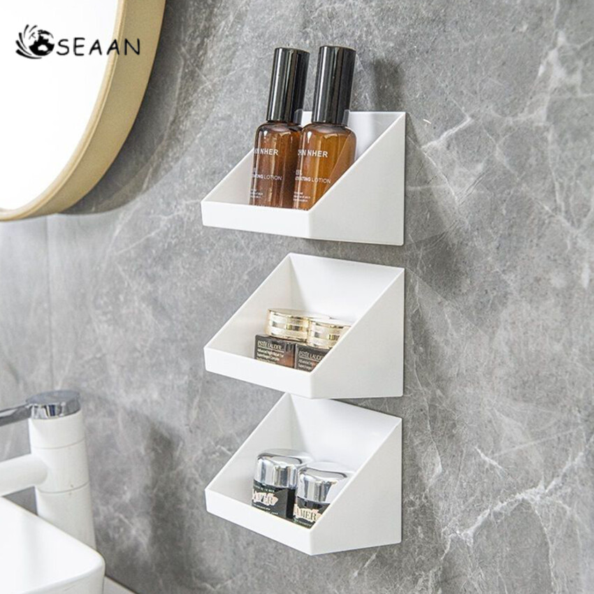 Lưu trữ nhựa giá kệ treo tường phòng tắm nhà bếp đựng đồ giá để đồ tủ đựng khung giá phòng ngủ tự dính kệ treo