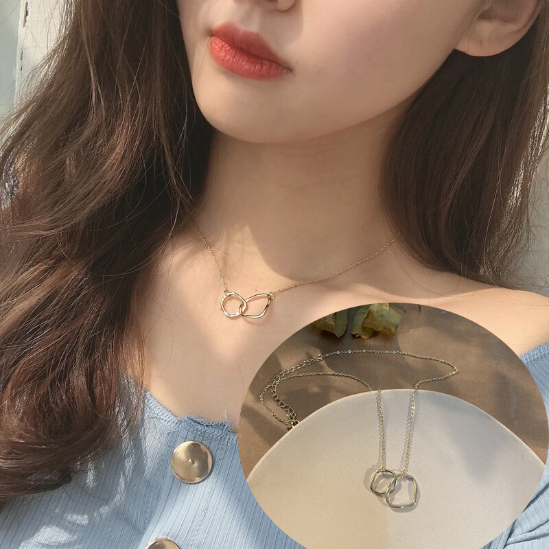 [Thebestlove88] Vòng Cổ Khí Chất Đơn Giản Dây Chuyền Xương Đòn Vòng Đeo Cổ Mặt Dây Chuyền Đôi Ins