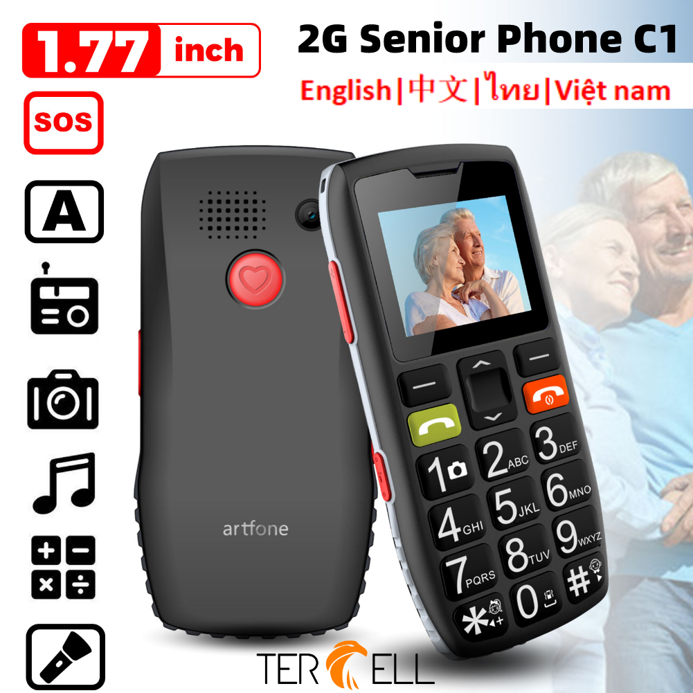 INOVAGEN 2G Senior Phone C1(English,Chinese,Thai Language and Menu)With SOS key Speed Dial Big Display Icon Big Font Big Keypad/Rear Camera Dual Sim Torch Music Audio Function/For Senior Citizen Backup Feature Phone ราคา 819 บาท*ส่งฟรี