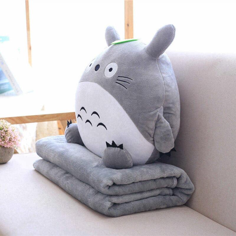 Đồ Chơi Totoro 3 Trong 1 Đa Năng, Gối Mềm Kèm Chăn Totoro Đệm Ấm Tay Cho Bé Ngủ Trưa Hình Anime Đồ Chơi
