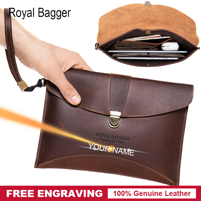Royal Bagger Túi Cầm Tay RFID Cổ Điển Thời Trang Bằng Da Bò Thật Ví Dài Cho Nam Túi Công Sở Bé Trai Túi Xách Nam Dung Tích Lớn Giá Đỡ Đa Chức Năng, Ví Nhiều Vị Trí Thẻ