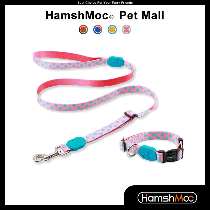Hamshmoc bộ vòng cổ và dây xích thời trang cho chó thú cưng vòng cổ chó bằng nylon mềm dây dắt thú cưng chắc chắn có thể điều chỉnh cho chó nhỏ vừa lớn đi dạo