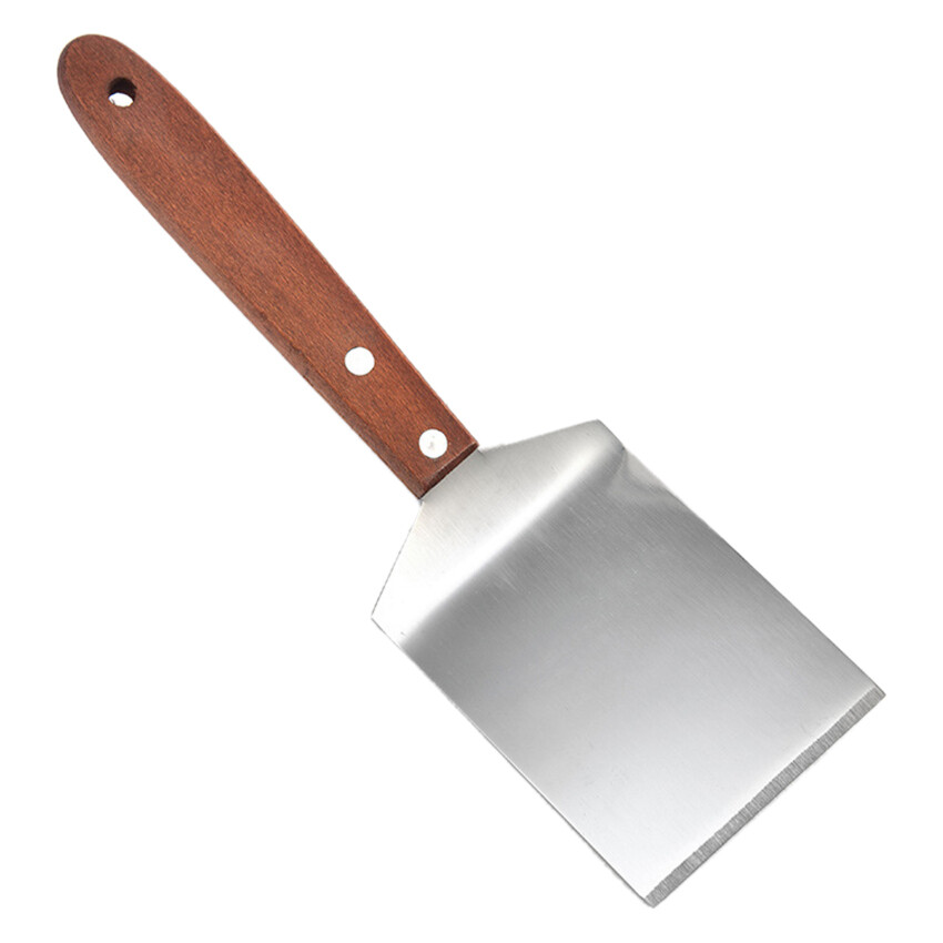 Household kitchen wooden handle stainless steel flat spatula cooking spatula pizza small frying spatula baking tools ราคา 50 บาท*ส่งฟรี
