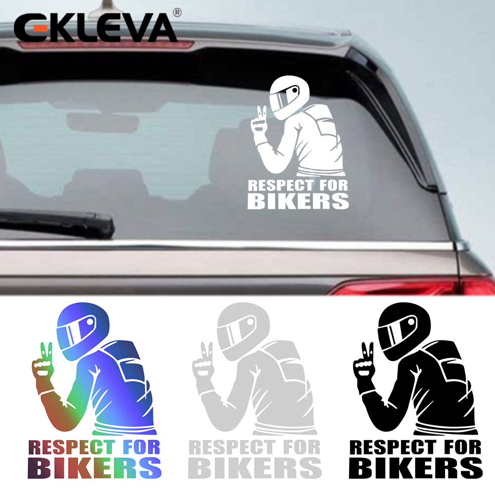 EKLEVA Nhãn Dán Xe Hơi Respect For Bikers Đề Can Nhãn Dán Phản Quang Chống
