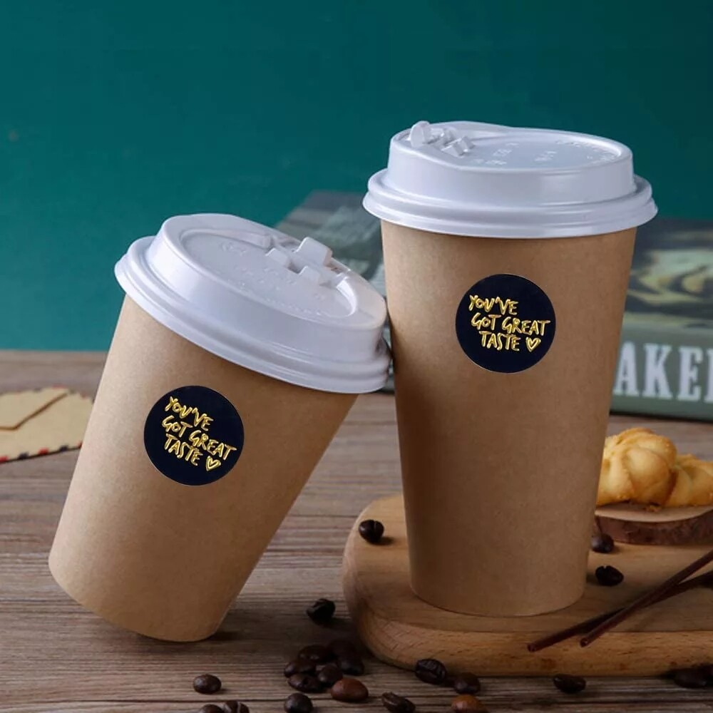 500 Pcs Youve Got Great Taste Stickers Black Background Gold Foil