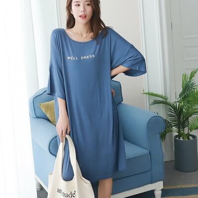 2021ฤดูร้อนใหม่ Nightshirt ขนาดใหญ่หญิง90Kg Fat Mm พิมพ์ Nightgowns ผู้หญิงแบบแขนสั้นชุดราตรี