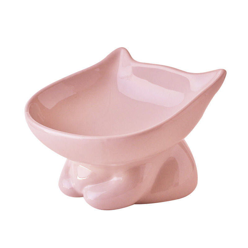 ZEJ837 Ceramic cat bowl high acute rice bowl Garfelc cat water bowl protect cervical cat food bowl slightly free pet supplies 5