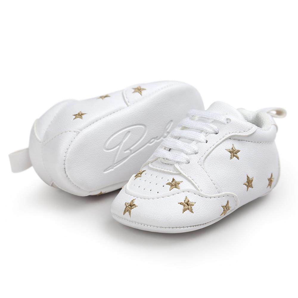 จัดส่งฟรี + ฟรีของขวัญ SGTWY Five-Pointed Star ผ้าพันคอ Soft Sole รองเท้าผ้าใบทารกแรกเกิดทารกเด็กวัยหัดเดินรองเท้าสำหรับเด็กเล็กเด็กหญิงเด็กชาย11ซม.