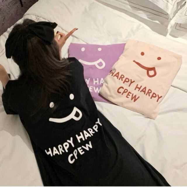 Nightgowns ผู้หญิงใหม่2020ฤดูใบไม้ผลิ Modal ครึ่ง Kawaii Letter Chic Femme ชุดราตรีหลวงขนาดใหญ่ตั้งครรภ์ Homewear M-6XL