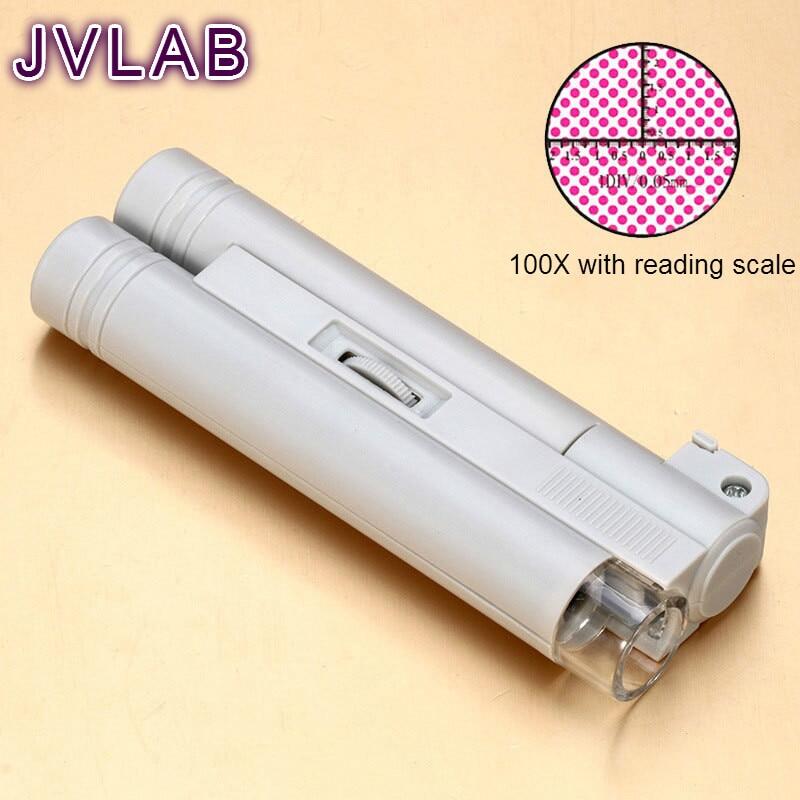 Wbhu6g specialty store kính lúp chiếu sáng 80x/100x/150x kính lúp loupe với đọc quy mô kẻ ô 0.02 mét xử lý kính hiển vi bỏ túi