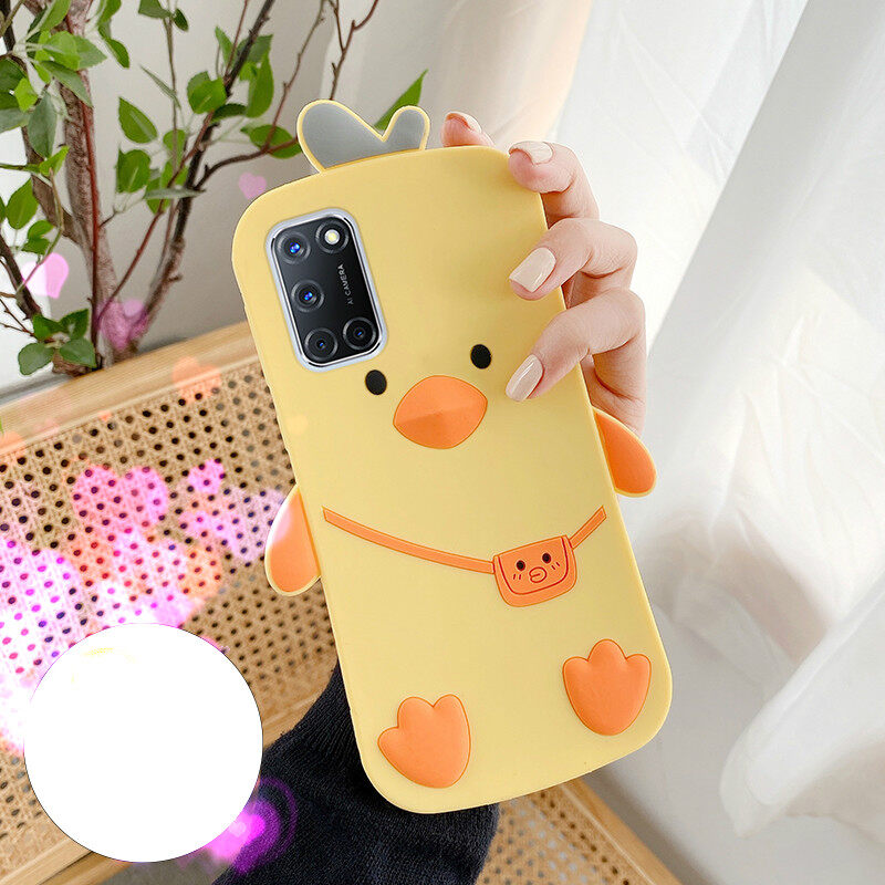 Ốp Lưng Cho OPPO Reno 5Pro A15S A55 A54 A16 R17 F7 R11S Ốp Lưng Silicon Mềm Vịt Dây Đeo Hoạt Hình 3D Dễ Thương Cho OPPO Reno 6 5 4F 2Z 2F Pro Ốp Lưng Điện Thoại