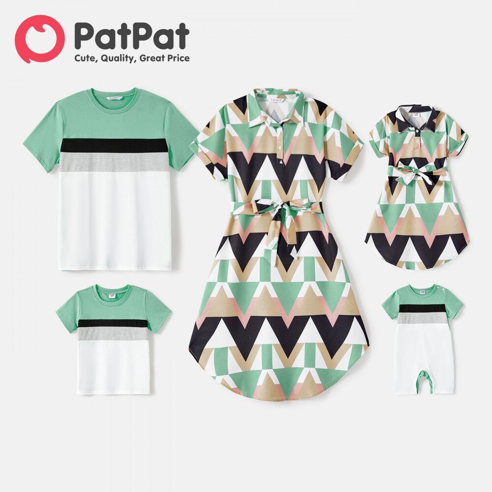 PatPat Family Matching Allover Geo Print Short