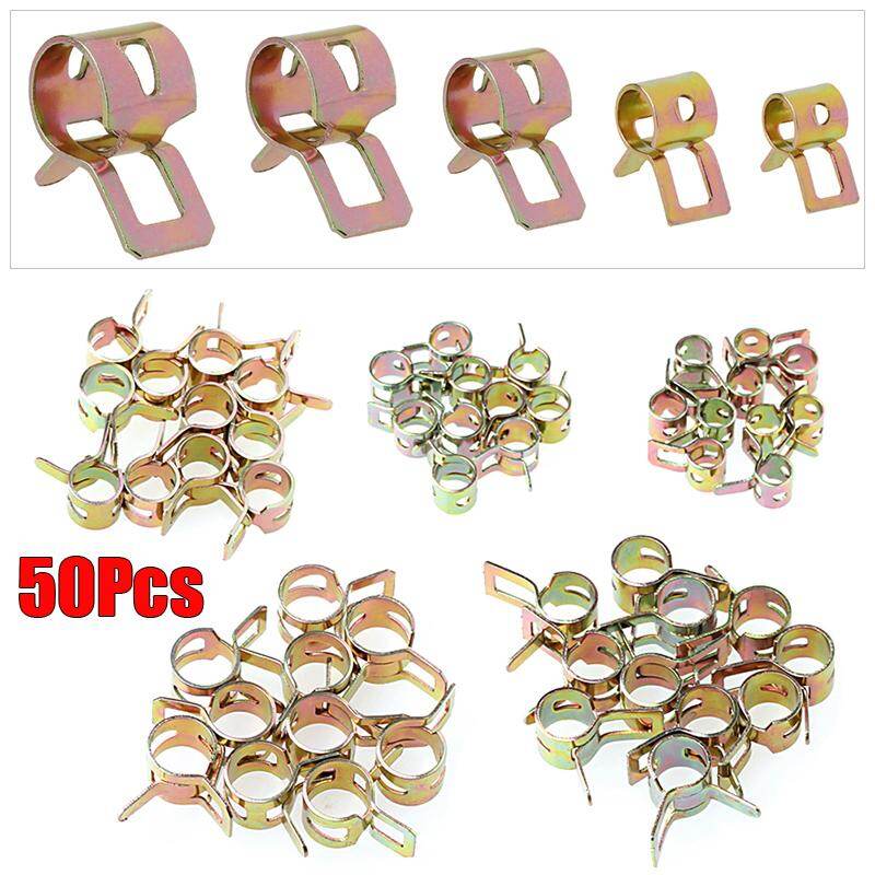 【tehautoshop】Bộ 50 Cái Kẹp Ống Các Loại Dụng Cụ Phụ Kiện Ống Nước Bằng Thép Lò Xo 65Mn