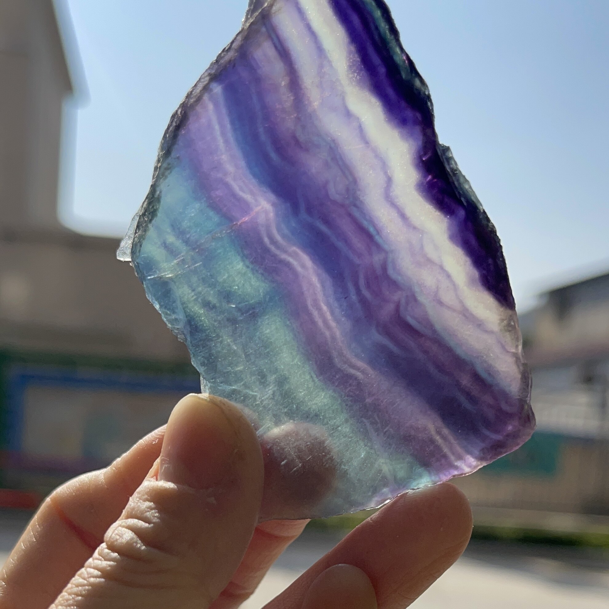 Fluorite Crystal - Rainbow Fluorite Crystal - Fluorite Slab - Healing Crystal - Rainbow Fluorite Sli