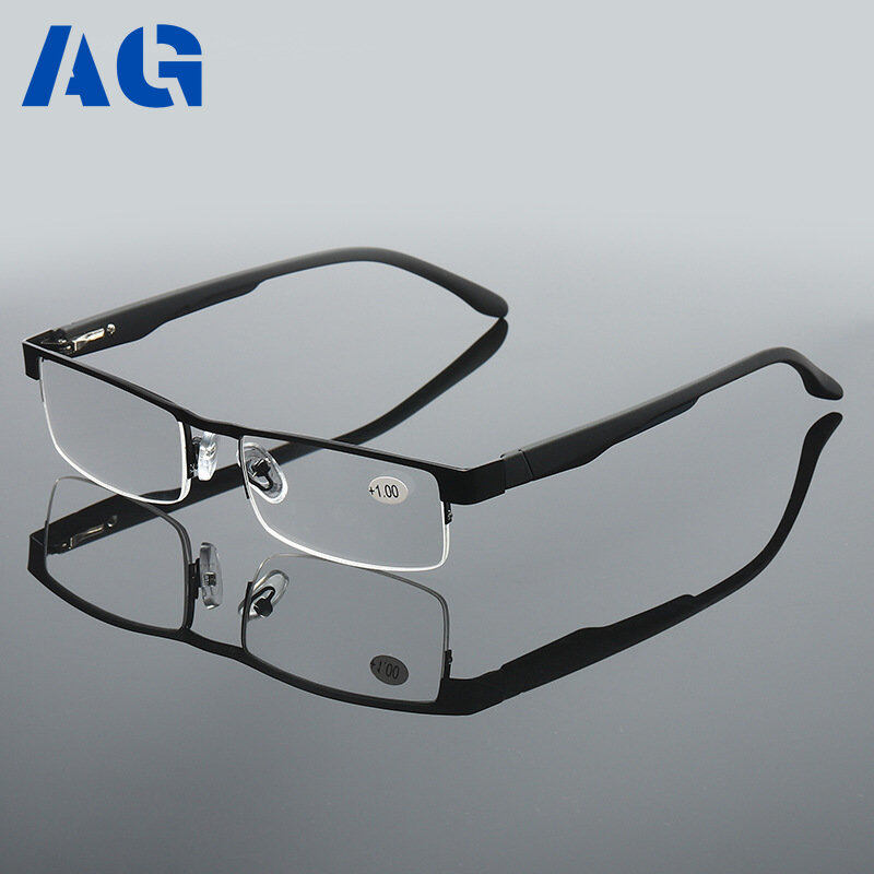 A-G Half Rim Replace Lens Reading Eyeglasses for Men Original Sale Anti Radiation Anti Blue Ray with Grade Unisex Vintage Fashion Portable Business Gaming Presbyopic Glasses Shades for Men G278
