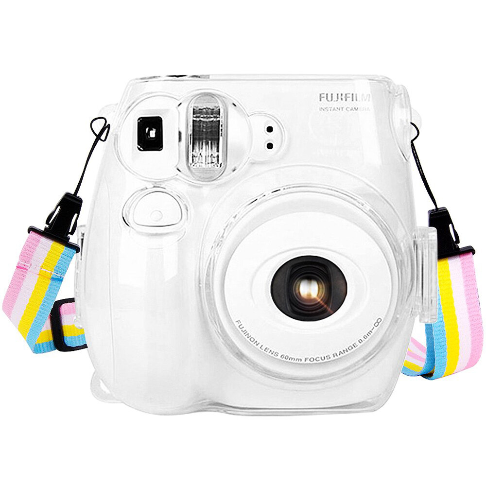 Transparent Crystal Clear Case Cover with neck strap for Fujifilm Instax Mini 7s 7C Camera