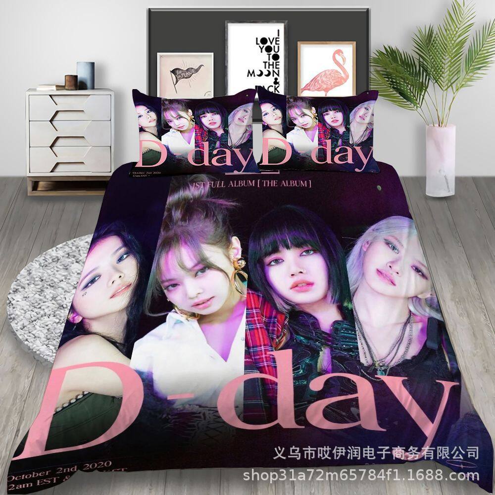 fashion hot blackpink korea style 3d digital how do you like it printing bedding set 1 bedsheet cover 1 2 pillowcases jennie rose lisa jisoo lazada
