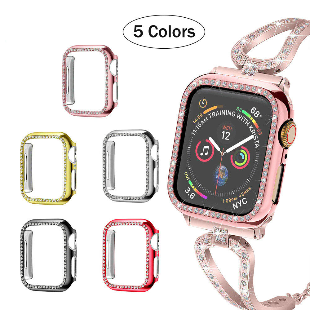 Ốp Kim Cương Cho Apple Watch Series 5 4 40Mm 44Mm Ốp Bảo Vệ Màn Hình Vỏ Đồng Hồ PC Cho Apple Watch  