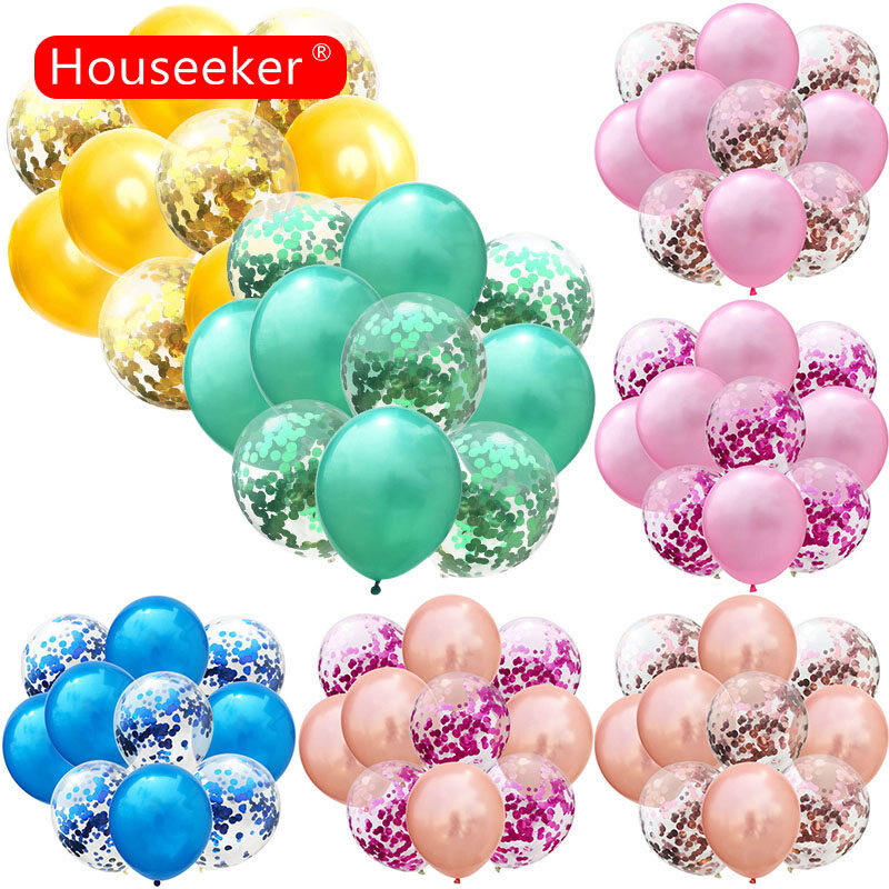 Houseeker Bộ 10 Quả Bóng Bay Trang Trí Tiệc Sinh Nhật Màu Vàng Hồng Hoa Giấy Bóng Chrome Trang Trí Đám Cưới Anniversaire Quả Cầu Kim Loại