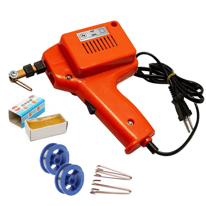 Combo mỏ hàn xung + 2 cuộn thiếc + 1 nhựa thông + tặng kèm 2 đầu hàn thay thế