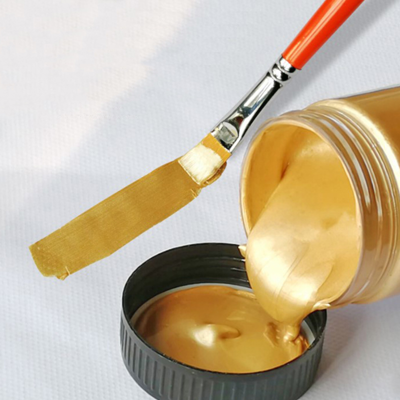 300ml Gold Metallic Acrylic Paint Waterproof Fade Resistant For Statuary Coloring DIY Hand Painted Graffiti Multi Surface Varnish Coating Limited Offer