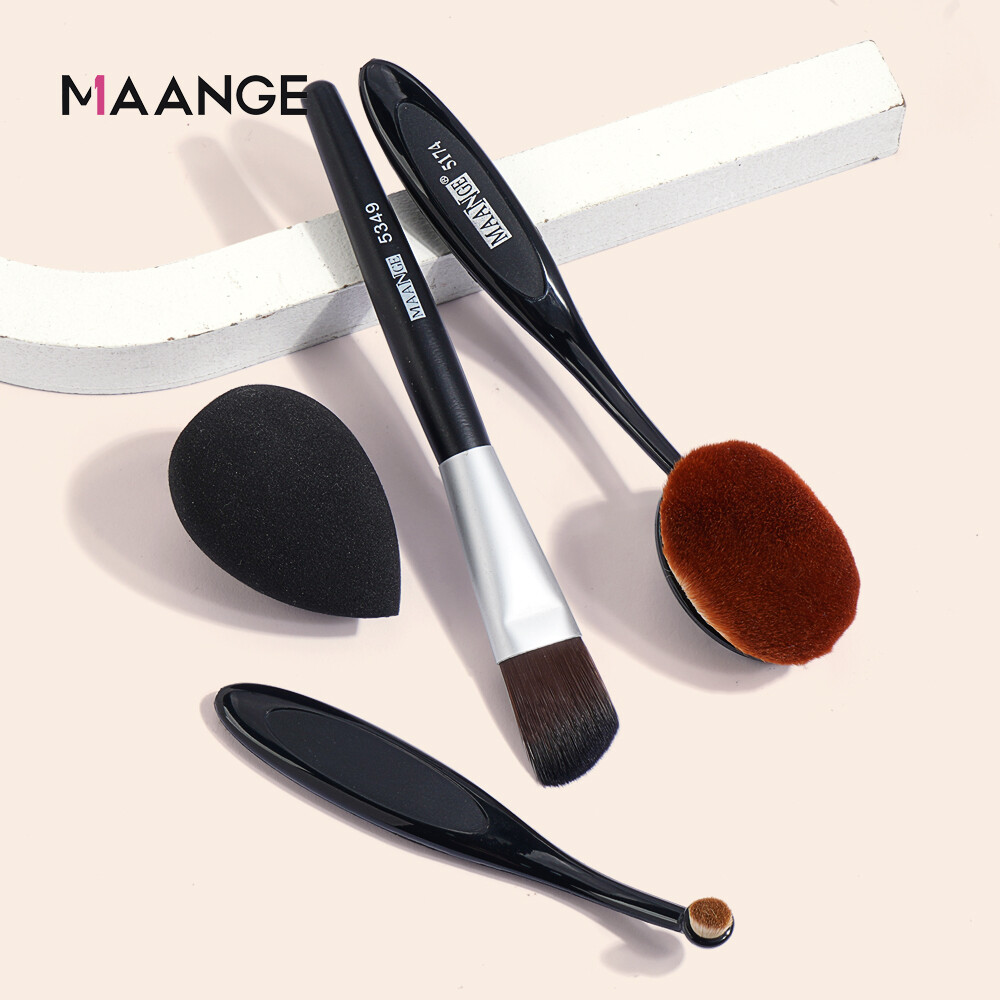 MAANGE Official 3 Cọ Trang Diểm,Chiếc Cọ Trang Điểm Cọ Kem BB Loại Cọ Nền + Bọt Biển、Bộ Cọ Trang Diểm Cá Nhân、Cọ Che Khuyết Diểm、Cọ Tán Kem Nền、Cọ Trang Diểm Nội Dịa Trung、Cọ Trang Diểm Cao Cấp
