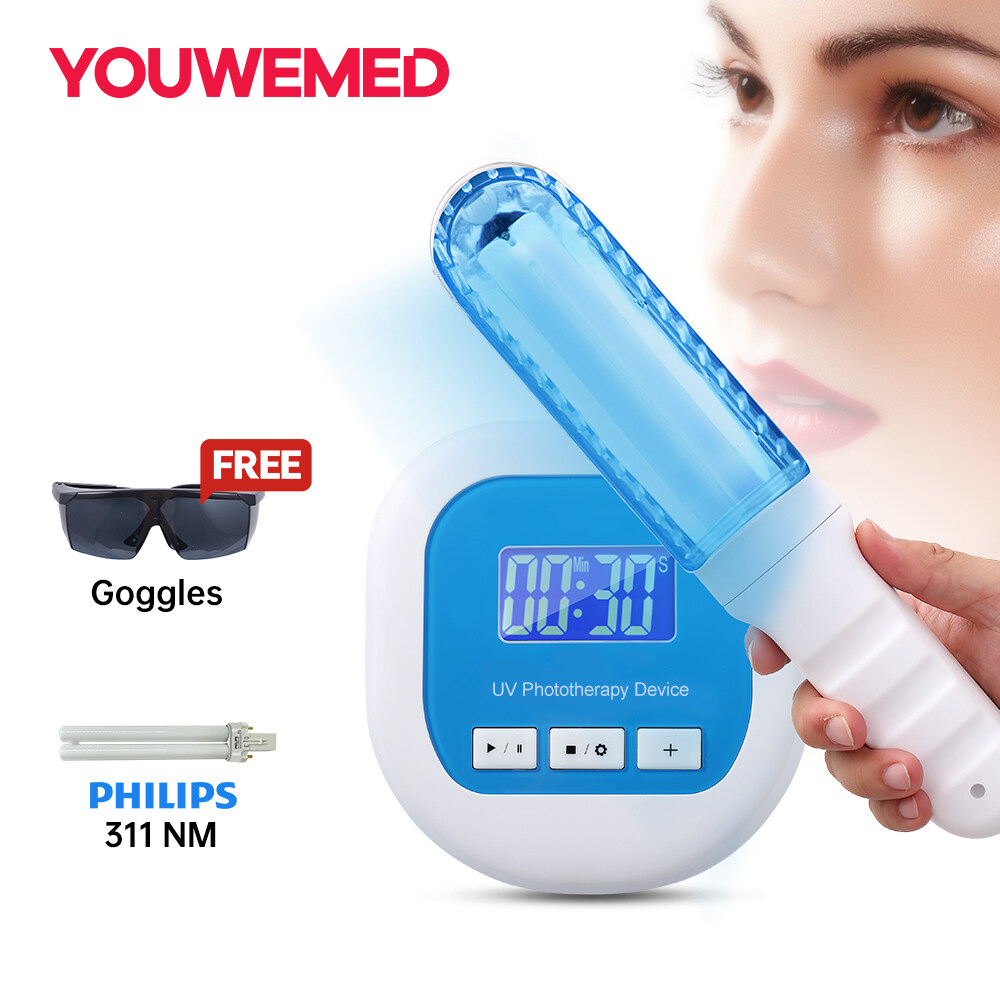 YOUWEMED Handheld 311nm UV Phototherapy Instrument UV light for Vitiligo Psoriasis Treatment Ultraviolet Lamp Treatment Phototherapy Household White Spot Skin Disease Baking Lamp 220V