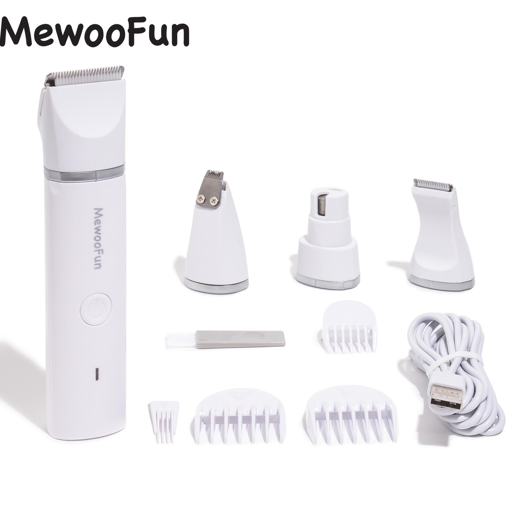 Mewoofun 4 Trong 1 Pet Tông đơ cắt tóc điện Với 4 Lưỡi tông đơ chải chuốt