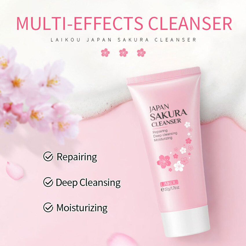 LAIKOU Sakura Sữa Rửa Mặt Phục Hồi Làm Sạch Sâu Làm Săn Chắc Dưỡng Ẩm Làm Trắng Da Mặt Làm Sạch Mụn Đầu Đen Chăm Sóc Da 50G