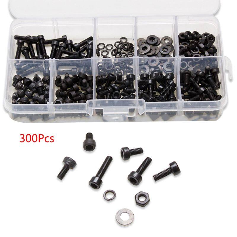 [Cho bạn hài lòng] 300 cái/hộp Đen Allen bu lông măng sông lục giác nắp tròn cho đầu vít và đai ốc ki
