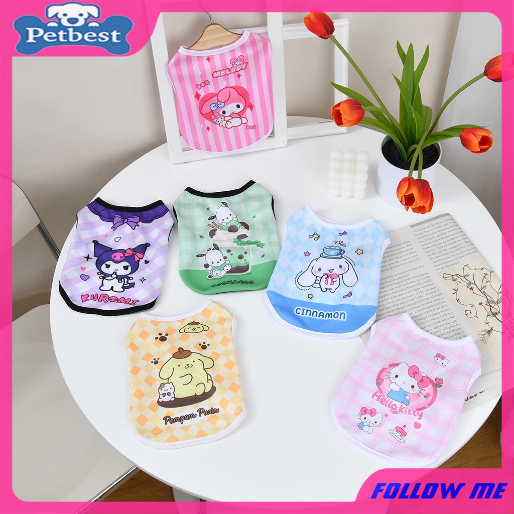Sanrio ชุดเสื้อผ้าสำหรับสัตว์เลี้ยง ชุดสุนัขและแมว เสื้อกล้ามน่ารัก ระบายอากาศ