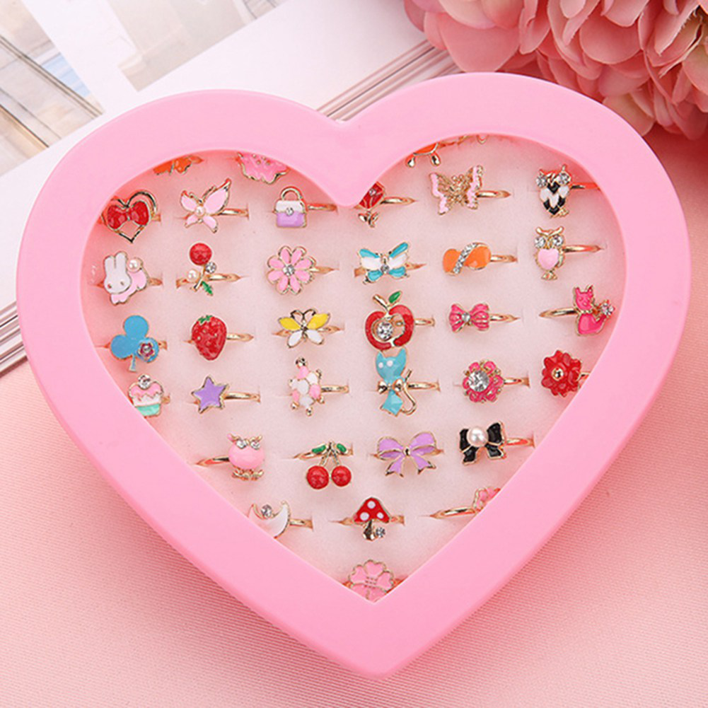Set 10 nhẫn Meiyang hoạt hình chất liệu nhựa và hợp kim phong cách Hàn Quốc làm quà tặng dễ thương cho trẻ em giao ngẫu nhiên