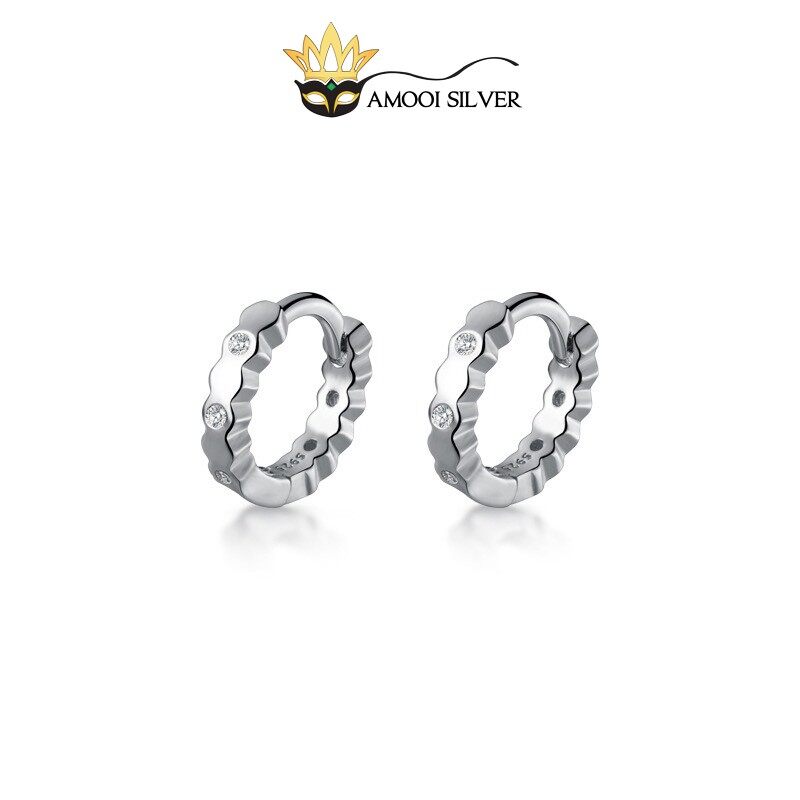 Bông tai bạc S925 khoen tròn basic đường kính 7mm - Amooi Silver AB115