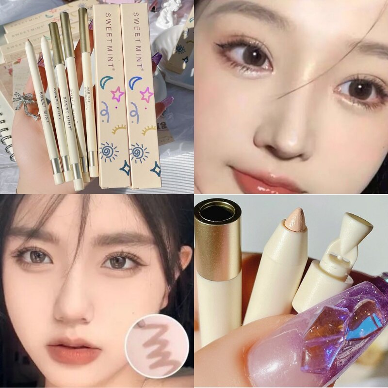 Bút tằm che khuyết điểm bạc hà ngọt ngào dụng cụ làm nổi bật tự nhiên kẻ mắt không thấm nước bút mực nước trang điểm tạo khối