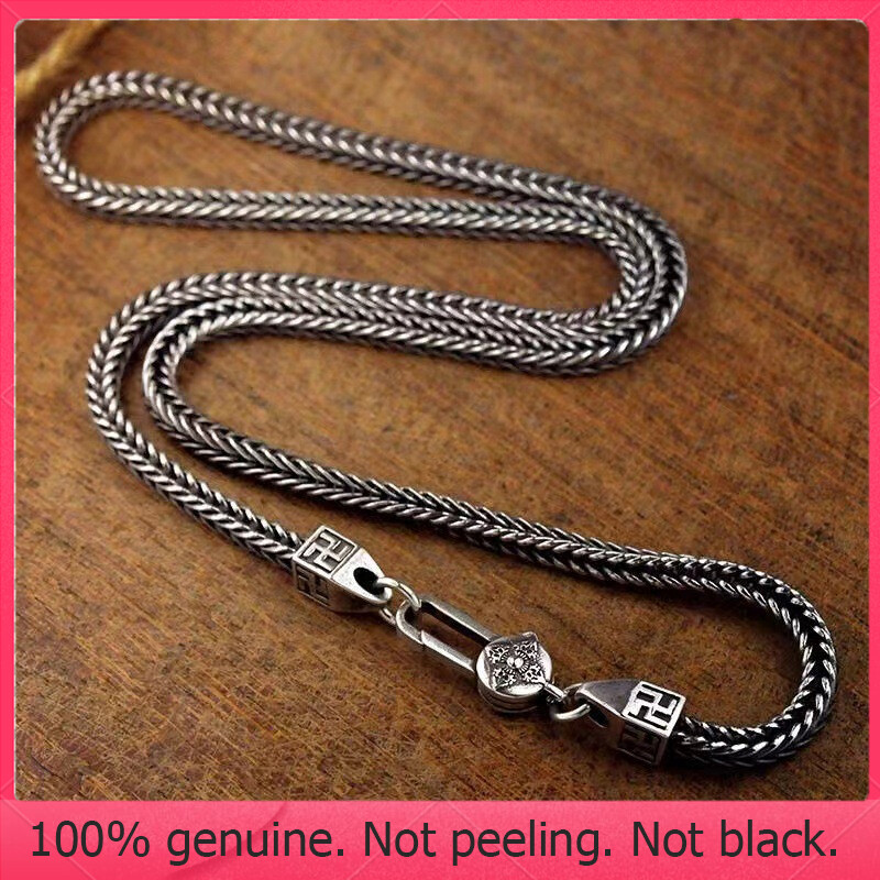 Rl-vòng cổ đuôi cáo thời trang vòng cổ rune bạc s925 xu hướng retro vòng cổ thời trang cầu nguyện chuyên nghiệp cho nam và nữ
