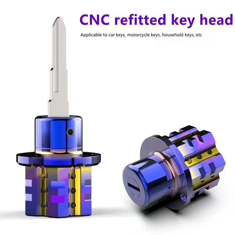 Móc khóa xe máy vỏ chìa khóa sửa đổi mũi chìa khóa cnc vỏ đầu chìa khóa hình lục giác ngũ giác vòng chìa khóa trang trí
